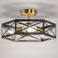 15 in. 3-Light Black Gold Flush Mount Modern Ceiling Light, Hallway Light Fixtures Ceiling Mount