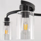 11.8 in. 3-Light Semi-Flush Mount Ceiling Light, Matte Black Bedroom Light Fixtures with Clear Glass Shades