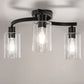 11.8 in. 3-Light Semi-Flush Mount Ceiling Light, Matte Black Bedroom Light Fixtures with Clear Glass Shades