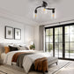11.8 in. 3-Light Semi-Flush Mount Ceiling Light, Matte Black Bedroom Light Fixtures with Clear Glass Shades