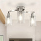YANSUN 3-Light Twisted Tube Pendant with Clear Glass Shades, Brushed Nickel Finish, Industrial Modern Design