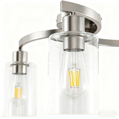 YANSUN 3-Light Twisted Tube Pendant with Clear Glass Shades, Brushed Nickel Finish, Industrial Modern Design