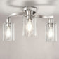 YANSUN 3-Light Twisted Tube Pendant with Clear Glass Shades, Brushed Nickel Finish, Industrial Modern Design