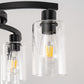 YANSUN 6-Light 20.5 in. Black Industrial Semi-Flush Mount Ceiling Light with Clear Glass Shades for Hallway or Entryway