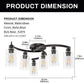 YANSUN 6-Light 20.5 in. Black Industrial Semi-Flush Mount Ceiling Light with Clear Glass Shades for Hallway or Entryway