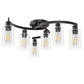 20.5 in. Black Semi-Flush Mount, 6-Light Industrial Ceiling Light, Hallway Light Fixtures with Clear Glass Shades
