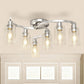 YANSUN 6-Light Twisted Tube Pendant with Clear Glass Shades, Brushed Nickel Finish, Industrial Modern Design