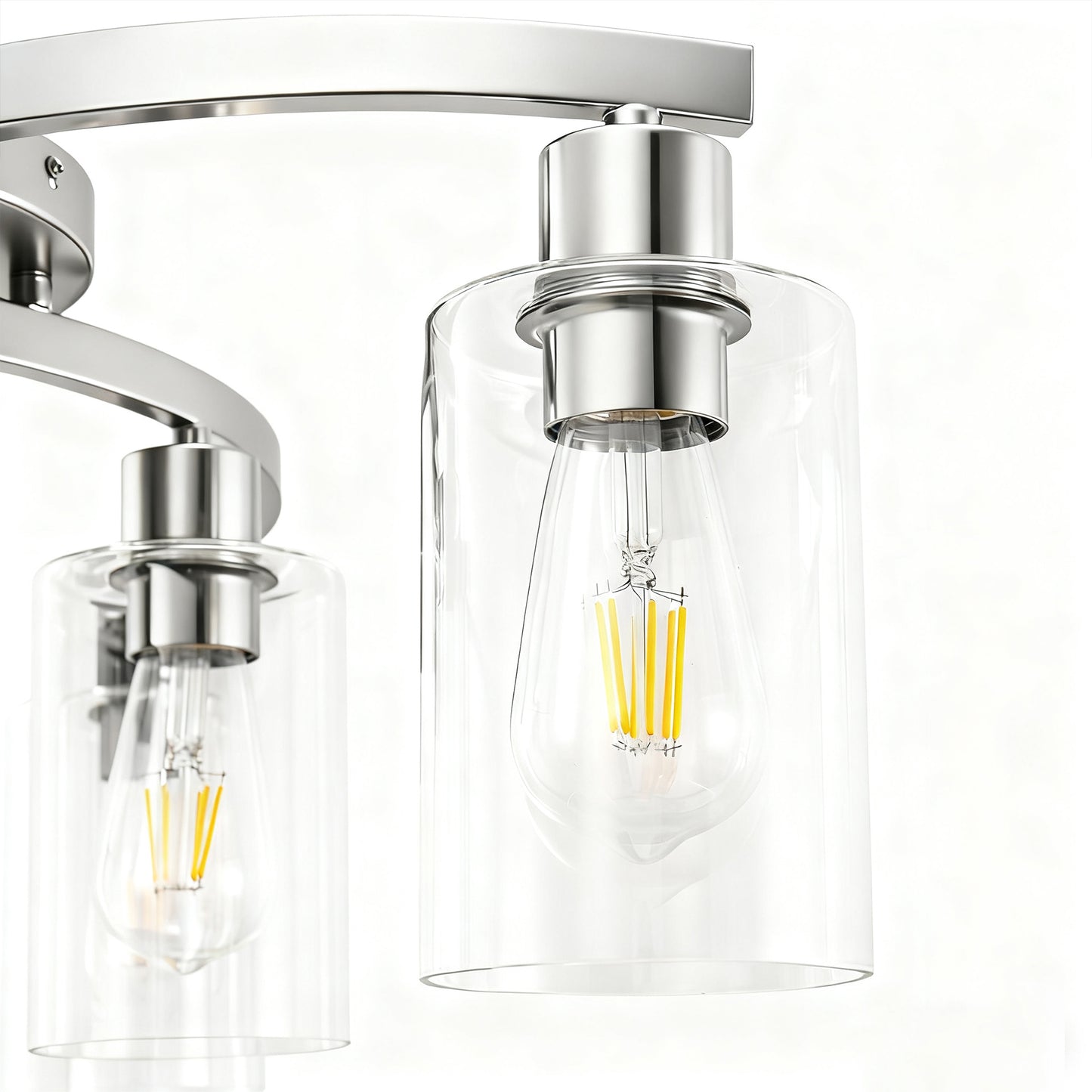 YANSUN 6-Light Twisted Tube Pendant with Clear Glass Shades, Brushed Nickel Finish, Industrial Modern Design