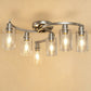 YANSUN 6-Light Twisted Tube Pendant with Clear Glass Shades, Brushed Nickel Finish, Industrial Modern Design