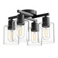 YANSUN 13.2 in. 4-Light Semi-Flush Mount Ceiling Light, Branch Design, Matte Black, Clear Glass Shades, Non-Integrated Bulb