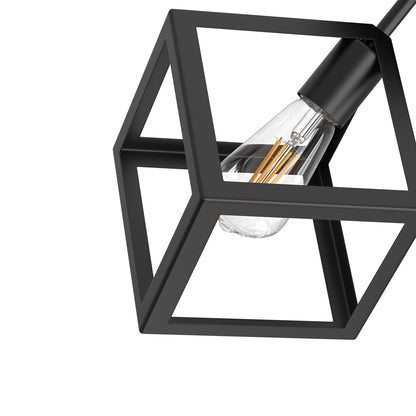 YANSUN Modern Square Flush Mount Ceiling Light, Geometric Metal Frame in Matte Black Finish, 6.3in Diameter