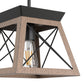 YANSUN 1-Light Rustic Industrial Pendant Light with Dark Wood Grain Finish Iron Rod Hanging Ceiling Fixture