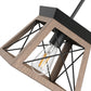 YANSUN 1-Light Rustic Industrial Pendant Light with Dark Wood Grain Finish Iron Rod Hanging Ceiling Fixture