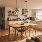 YANSUN 1-Light Rustic Industrial Pendant Light with Dark Wood Grain Finish Iron Rod Hanging Ceiling Fixture