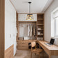 YANSUN 1-Light Rustic Industrial Pendant Light with Dark Wood Grain Finish Iron Rod Hanging Ceiling Fixture