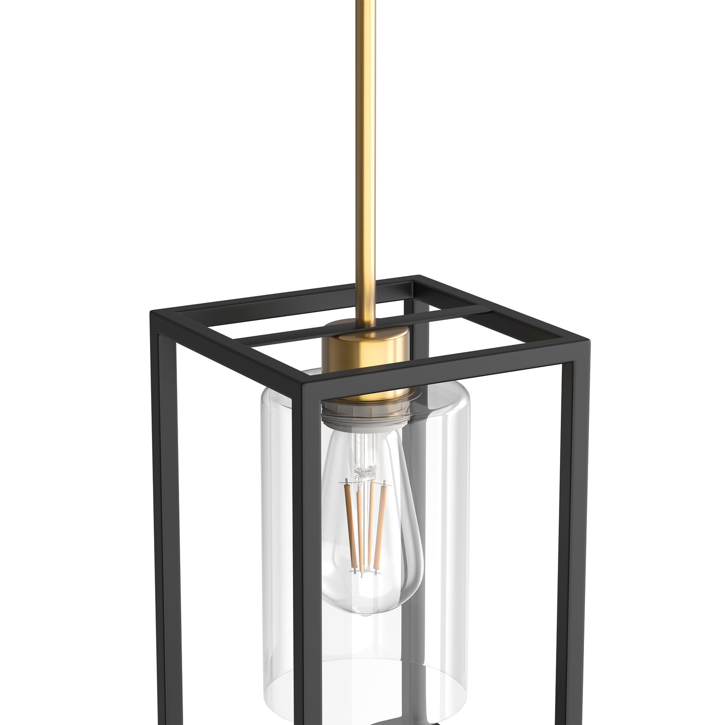 YANSUN 1-Light Modern Pendant Light, Black and Gold Hanging Ceiling Light Fixture E26, Industrial Vintage Single Light for Kitchen Island Dining Room