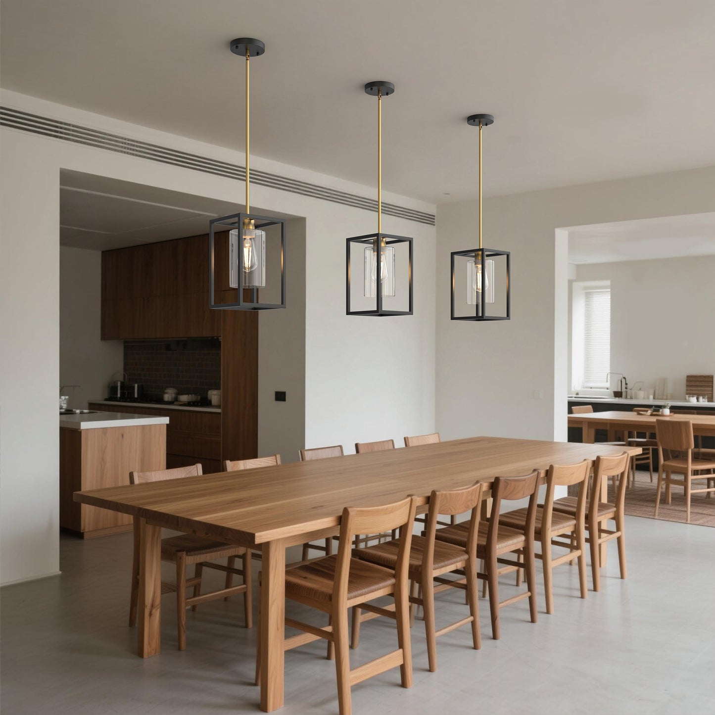 YANSUN 1-Light Modern Pendant Light, Black and Gold Hanging Ceiling Light Fixture E26, Industrial Vintage Single Light for Kitchen Island Dining Room