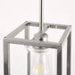 1-Light Brushed Nickel Kitchen Island Pendant Light with Down Rod Hanging Light Fixture with Clear Glass Shade