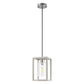 1-Light Brushed Nickel Kitchen Island Pendant Light with Down Rod Hanging Light Fixture with Clear Glass Shade