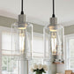 YANSUN 1 Light Nickel Pendant Light with Clear Glass Shade for Kitchen and Dining Room, No Bulbs Included (Set of 2)