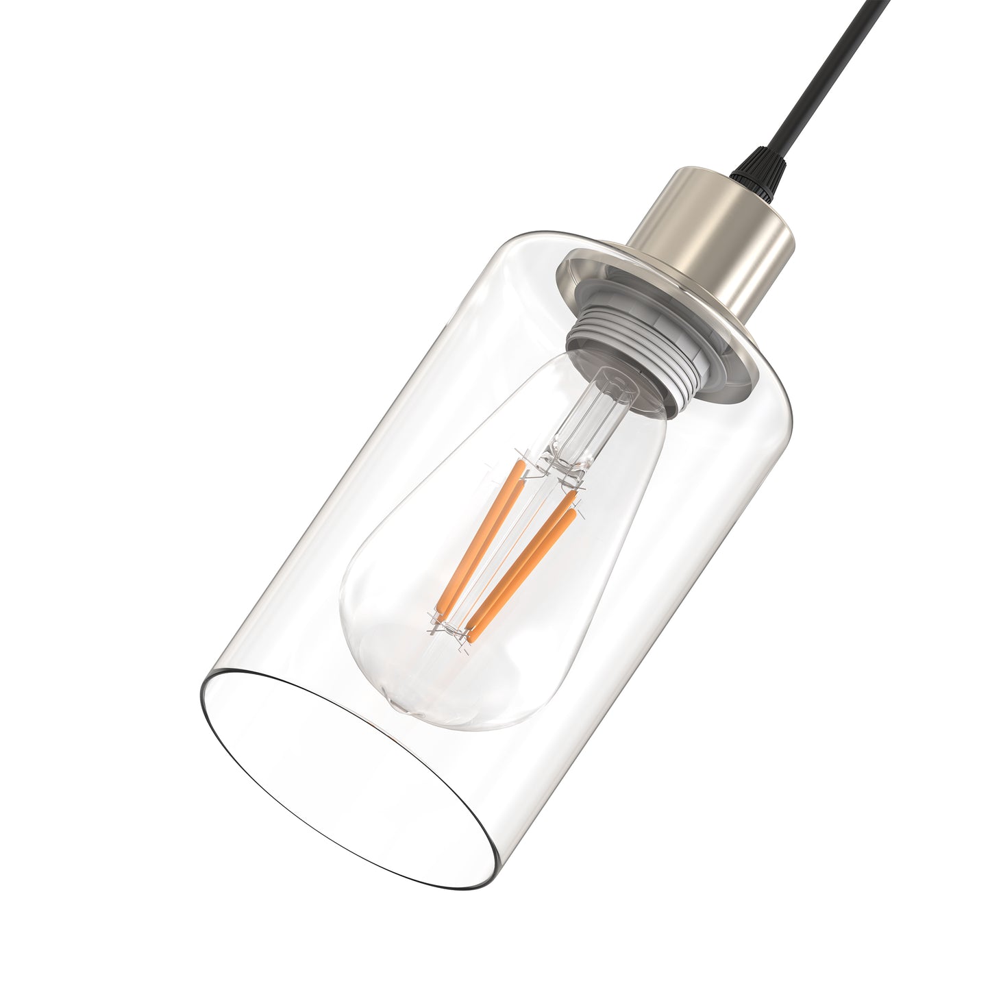 YANSUN 1 Light Nickel Pendant Light with Clear Glass Shade for Kitchen and Dining Room, No Bulbs Included (Set of 2)