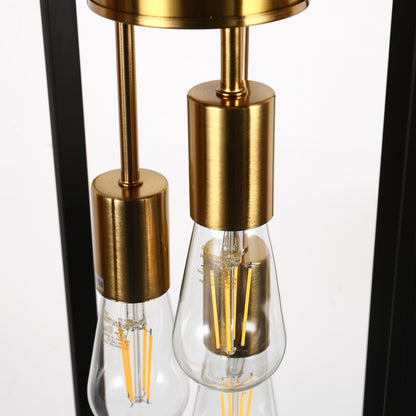 3-Light Modern Rectangle Black and Gold Pendant Kitchen Island Pendant Light