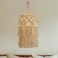 YANSUN 1-Light White Pendant Light Bohemian with Adjustable Macrame Rattan Shade, Plug-In and Adjustable Height