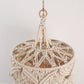 YANSUN 1-Light White Pendant Light Bohemian with Adjustable Macrame Rattan Shade, Plug-In and Adjustable Height