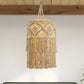 YANSUN 1-Light White Pendant Light Bohemian with Adjustable Macrame Rattan Shade, Plug-In and Adjustable Height