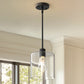 YANSUN 1 Light Modern Matte Black Pendant Light with Clear Glass Shade for Kitchen and Dining Room, No Bulbs Included