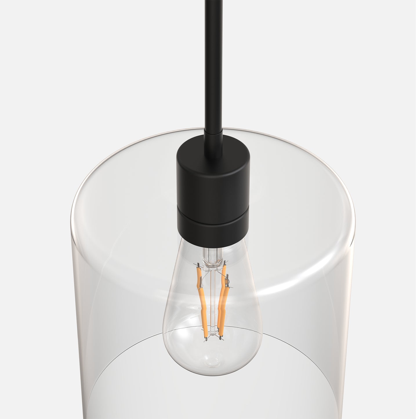 YANSUN 1 Light Modern Matte Black Pendant Light with Clear Glass Shade for Kitchen and Dining Room, No Bulbs Included