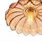 YANSUN 1-Light Brass Pendant Light with Amber Flower Glass Shade Vintage Hanging Ceiling Fixture for Kitchen Island