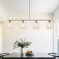 46 in. 4-Light Gold Modern Island Pendant Light, Linear Chandelier Hanging Light w/ Clear Glass Shade for Kitchen Island