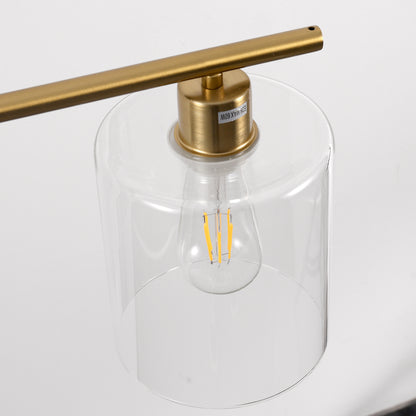 YANSUN 240-Watt 4-Light Gold Modern Island Pendant Light with Cylinder Clear Glass Shade for Dining Room Kitchen Island