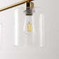YANSUN 240-Watt 4-Light Gold Modern Island Pendant Light with Cylinder Clear Glass Shade for Dining Room Kitchen Island