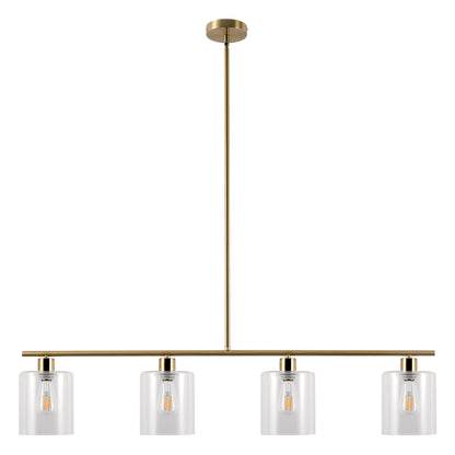 46 in. 4-Light Gold Modern Island Pendant Light, Linear Chandelier Hanging Light w/ Clear Glass Shade for Kitchen Island