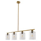 46 in. 4-Light Gold Modern Island Pendant Light, Linear Chandelier Hanging Light w/ Clear Glass Shade for Kitchen Island