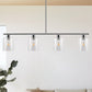 4-Light Brushed Nickel Modern Island Pendant Light Fixtures, Linear Chandelier Hanging Light with Clear Glass Shade