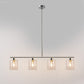 4-Light Brushed Nickel Modern Island Pendant Light Fixtures, Linear Chandelier Hanging Light with Clear Glass Shade