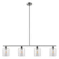 4-Light Brushed Nickel Modern Island Pendant Light Fixtures, Linear Chandelier Hanging Light with Clear Glass Shade