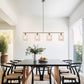 4-Light Brushed Nickel Modern Island Pendant Light Fixtures, Linear Chandelier Hanging Light with Clear Glass Shade