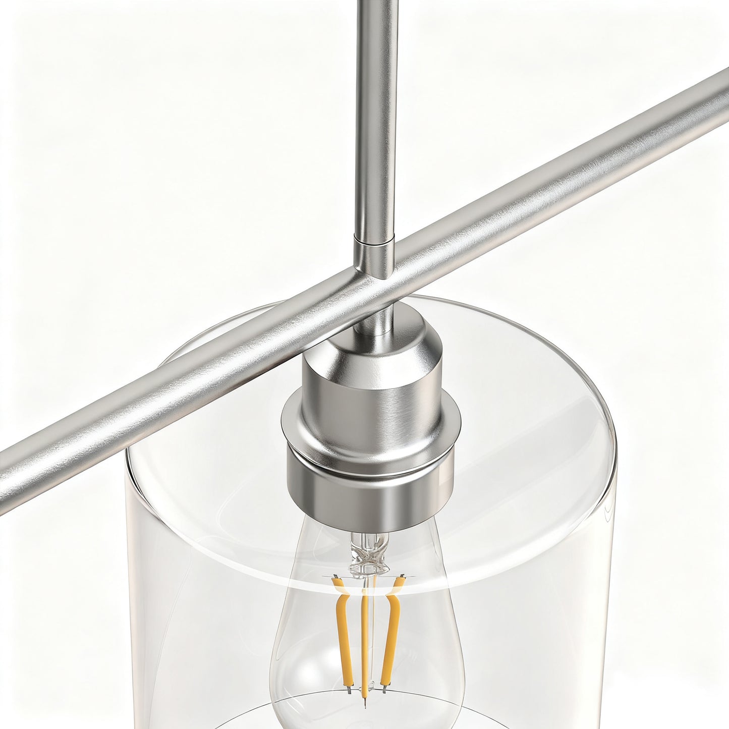 YANSUN 5-Light Island Pendant with Clear Glass Shades, Brushed Nickel Finish, Adjustable 11.8-Inch Hanging Rods