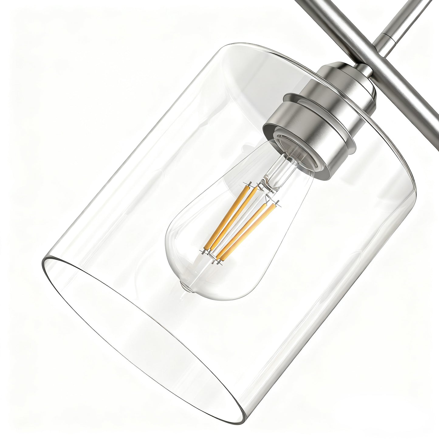 YANSUN 5-Light Island Pendant with Clear Glass Shades, Brushed Nickel Finish, Adjustable 11.8-Inch Hanging Rods