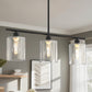 YANSUN 3 Light Kitchen Island Pendant Light with Matte Black Finish and Clear Cylindrical Glass Shades, No Bulbs Included