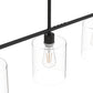 YANSUN 3 Light Kitchen Island Pendant Light with Matte Black Finish and Clear Cylindrical Glass Shades, No Bulbs Included