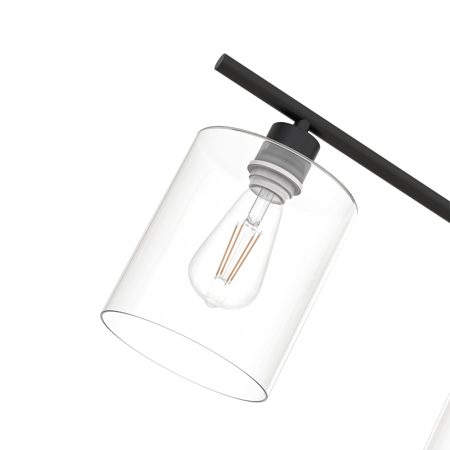YANSUN 3 Light Kitchen Island Pendant Light with Matte Black Finish and Clear Cylindrical Glass Shades, No Bulbs Included