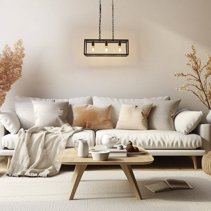3 - Light Dimmable Kitchen Island Linear Chandelier Square Linear Pendant Light for Dining Room Industrial Style