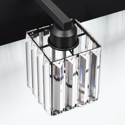 YANSUN 3-Light Vanity Mirror Light with Triangular Glass Shades, Sand Black Finish, Handcrafted Design, E26 Sockets