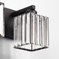 YANSUN 3-Light Vanity Mirror Light with Triangular Glass Shades, Sand Black Finish, Handcrafted Design, E26 Sockets