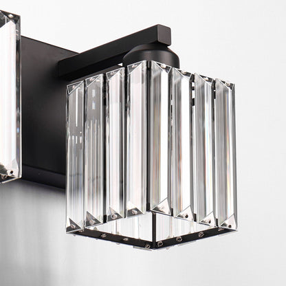 YANSUN 3-Light Vanity Mirror Light with Triangular Glass Shades, Sand Black Finish, Handcrafted Design, E26 Sockets